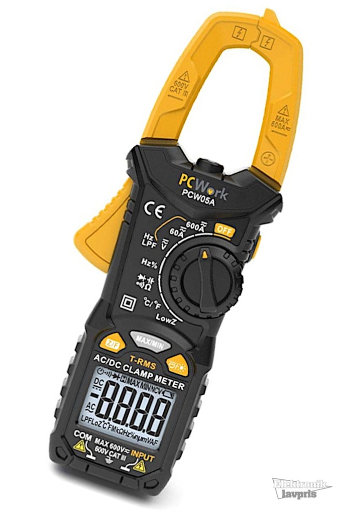 PCWork PCW05A Digital Tangmeter, 600ACA/DCA, True RMS