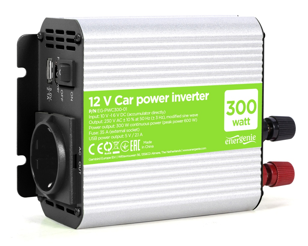 DC/AC Inverter 12V > 230V, USB, 300 W