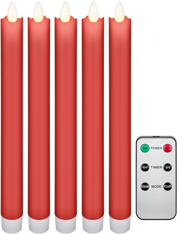LED Kertelys i voks 5 stk. inkl. fjernbetjening, RDE