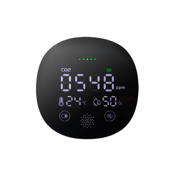 CO2-måleapparat, temperatur- og fugtighedsdisplay, til på farten