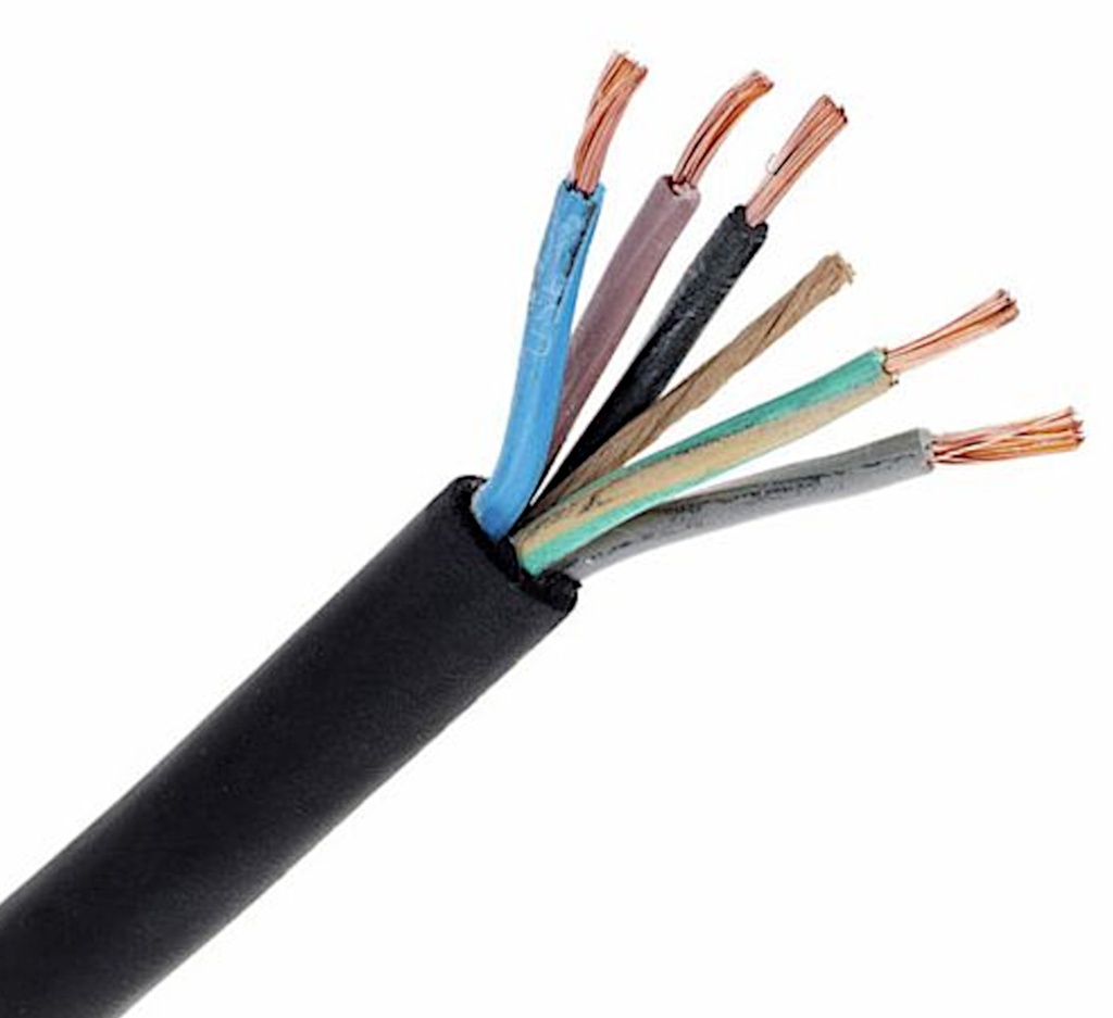 Netledning, 3x2,50mm², gummi, sort