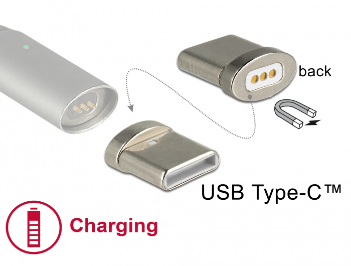Magnetisk Adapter, USB C, tilbehør, han