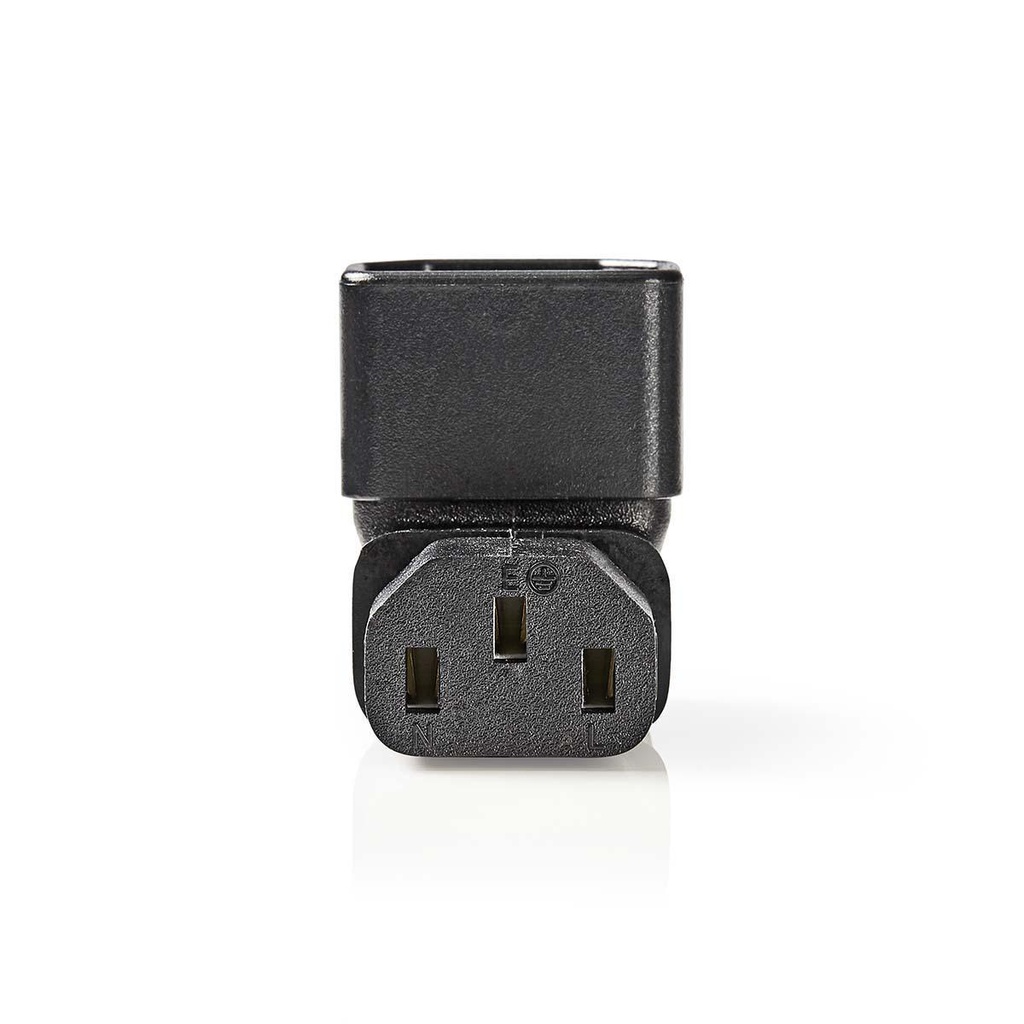 Adapter Plug | IEC-320-C13-C14 | Vinkel 90° | Sort