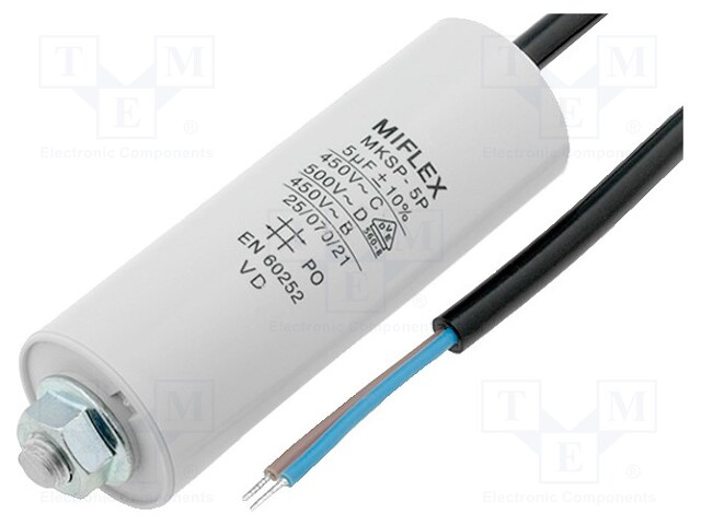 Motorstart kondensator 8uF 450VAC =35x65mm.