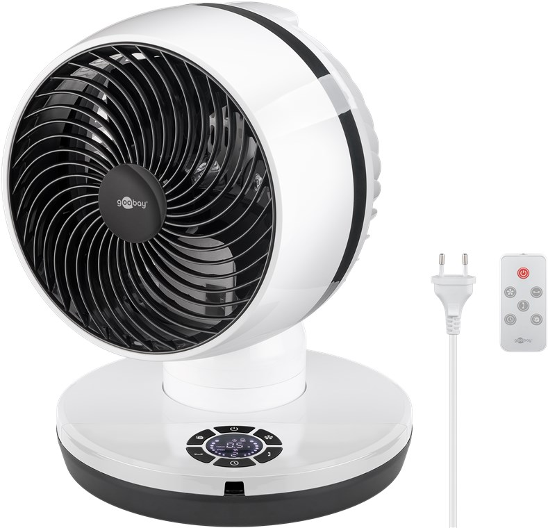 Gulvventilator 3D, fjernbetjening og timer