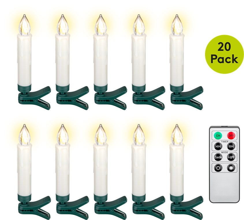 20 trådløse LED juletrælys