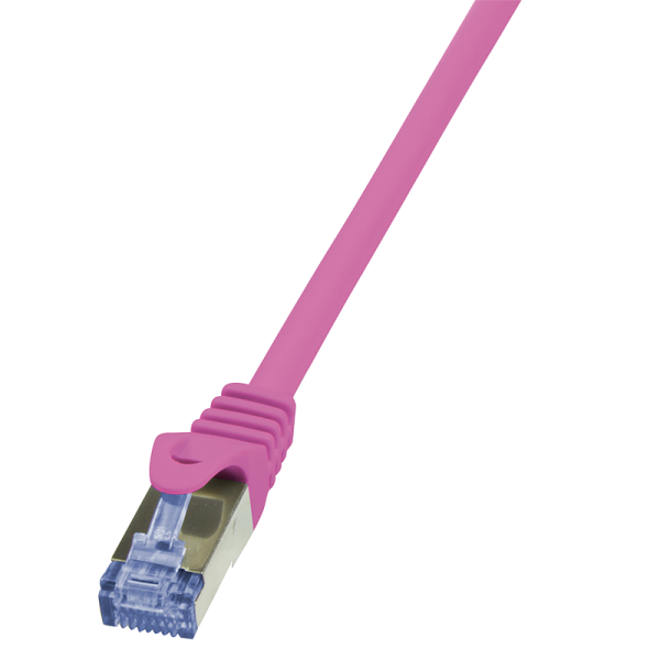 Patch cable PrimeLine, Cat.6A, S/FTP, pink, 0.5 m