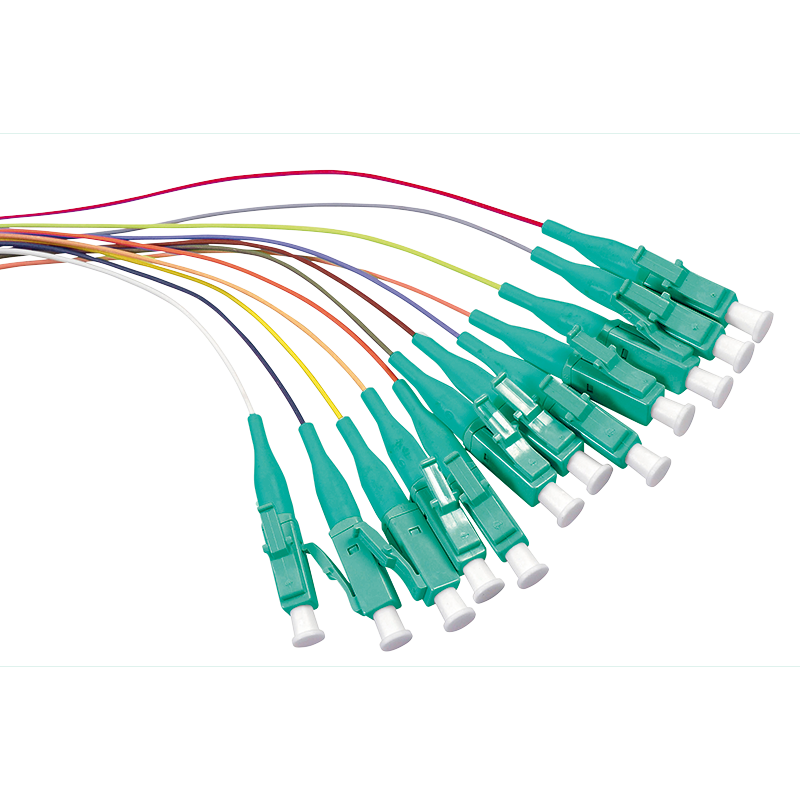 Fibre Pigtail Set 12 x LC OM3 2m, colored, aqua connector