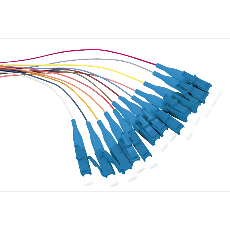 Fibre Pigtail Set 12 x LC OS2 2m, colored, blue connector