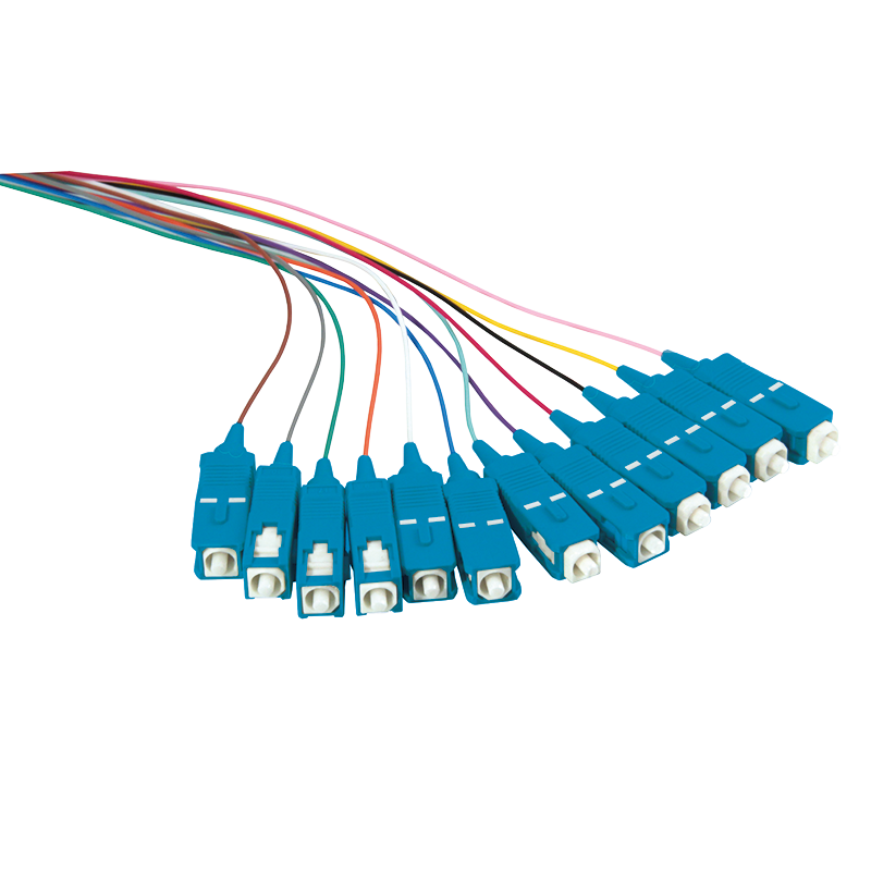 Fibre Pigtail Set 12 x SC OS2 2m, colored, blue connector