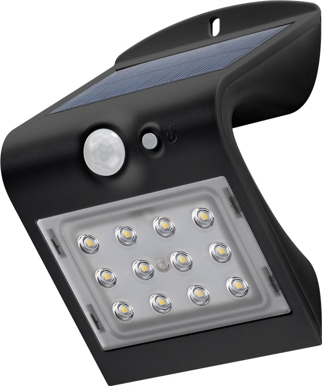 LED-solcelle-væglampe 4000K med bevægelsessensor, 1,5 W Sort