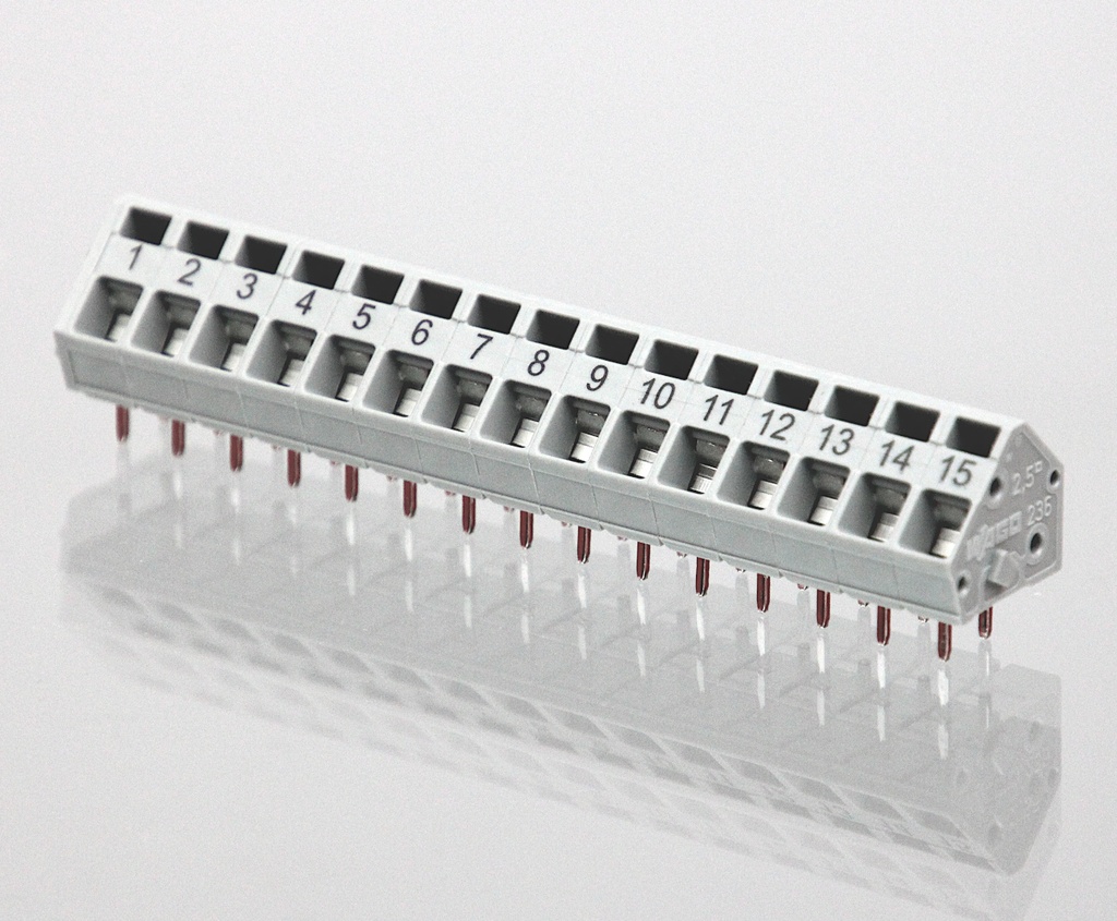 WAGO - 15 x TERMINAL BLOCK, PCB, 5MM, GREY
