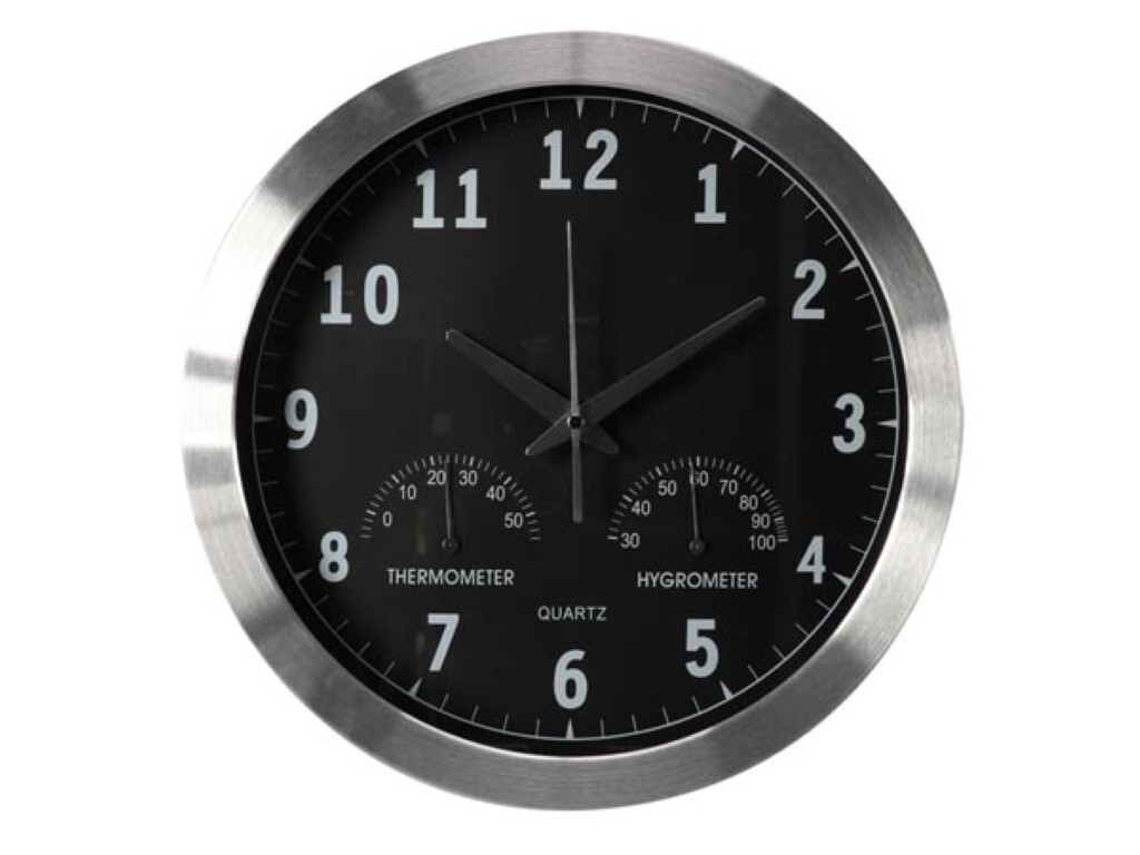 Analog vgur m. DCF - thermo- og hygrometer, 35,5cm