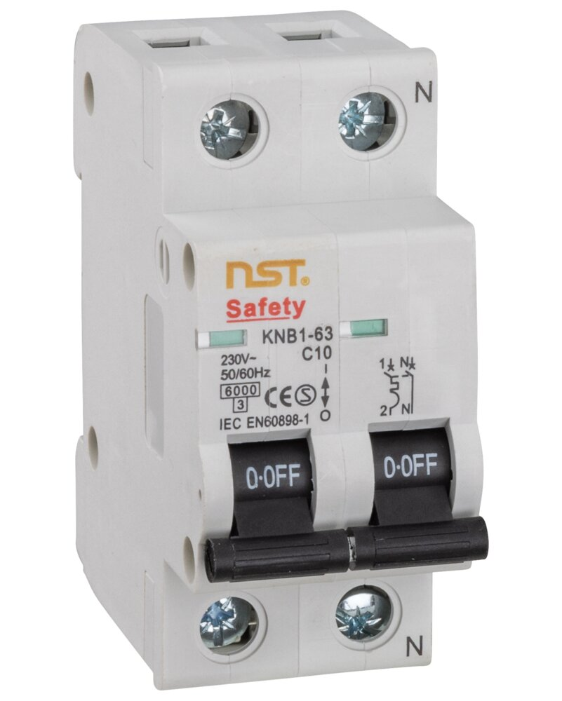 Automatsikring , 1P+N 10A C-karakterastik, DIN