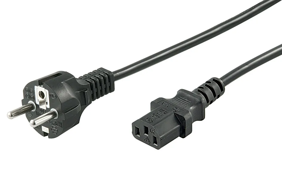 Apparatkabel, lige stik, ca 1,8m sort