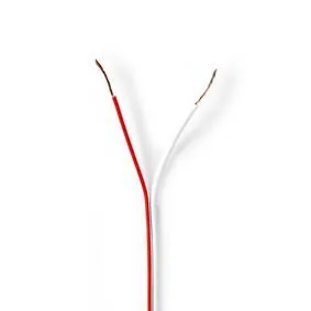 Højttalerkabel, 2 x 0,5mm², hvid m. streg