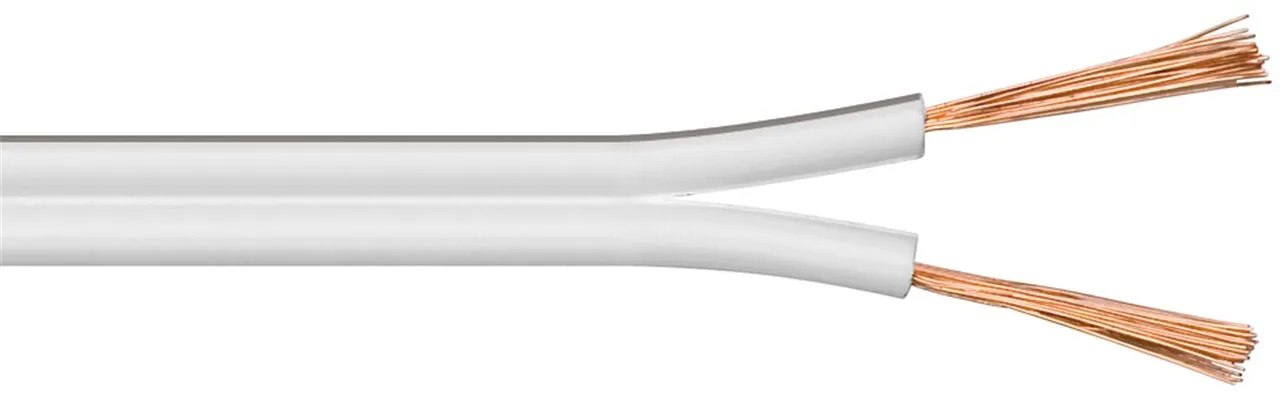 Højttalerkabel, 2x0,75mm², hvid