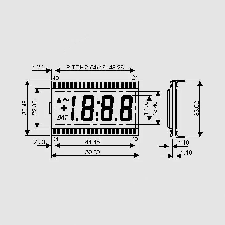 LCD-Display 3,5Dig + Annunc. 12,7mm