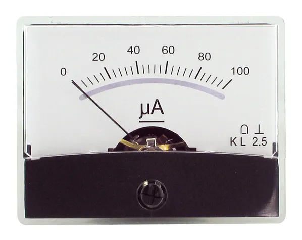 Måleinstrument med spejlskala 0-100UA DC