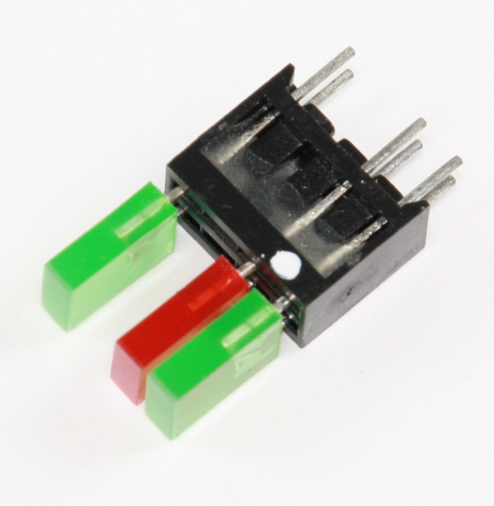 MENTOR PCB LED-fatning, 2x5mm GRØN+RØD+TOM+GRØN, 50 stk