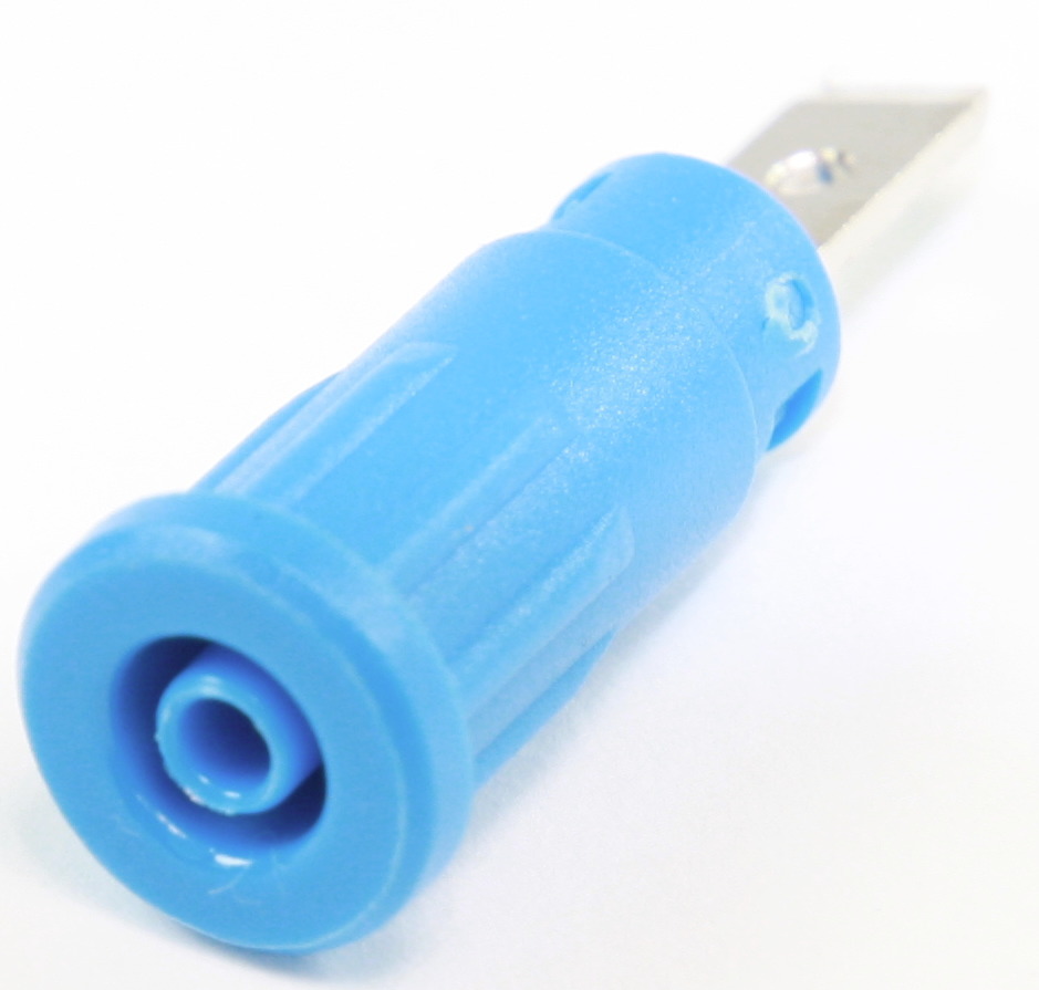Sikkerhedsbanan bøsning, 2mm, SPADE, BLÅ
