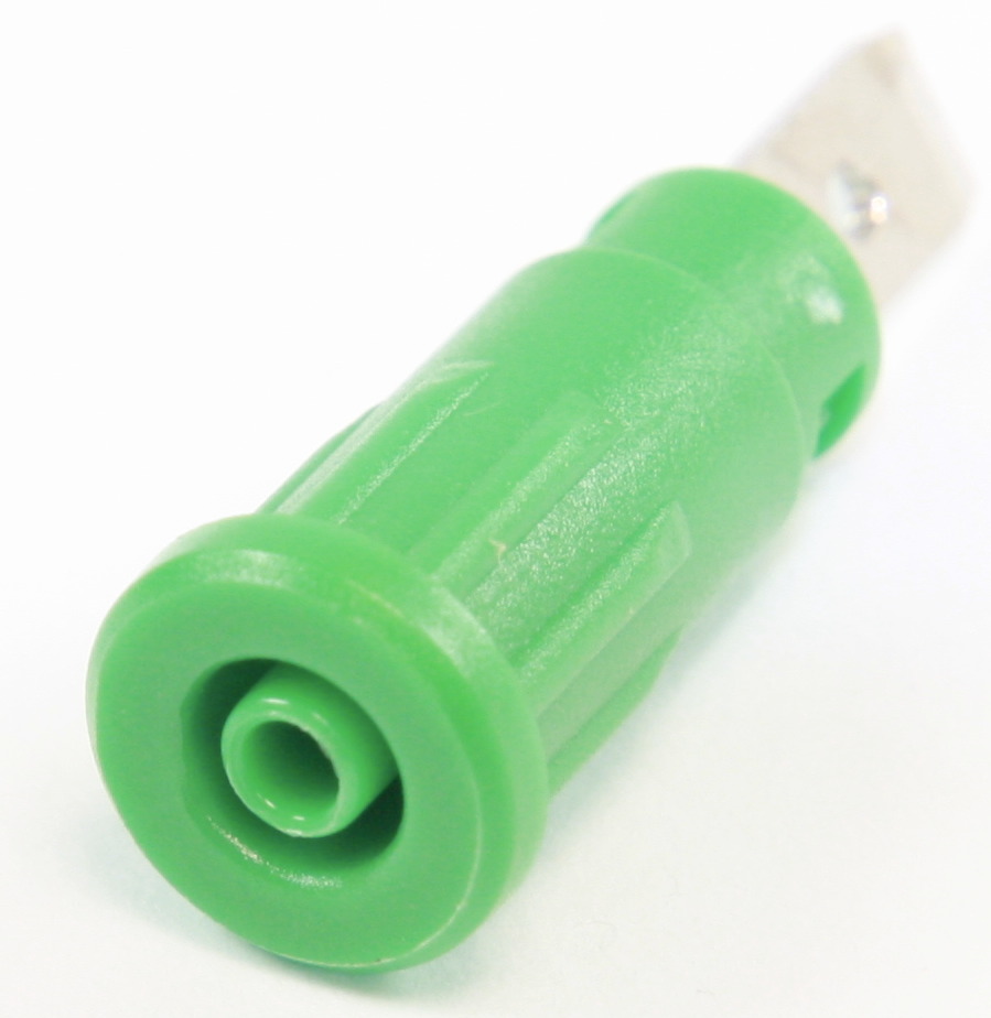 Sikkerhedsbanan bøsning, 2mm, SPADE, GRØN