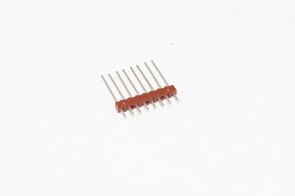 Stiftliste LANG, 1 række. 8-polet, lige, 21,3mm (3,7/14,8)
