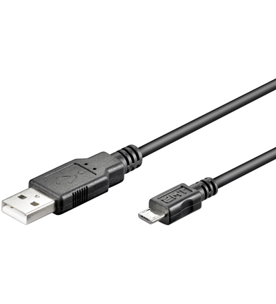 USB A han - USB micro B han 3,0m. SORT