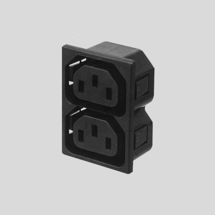 IEC C13 Combi, 2xJack, Snap-In