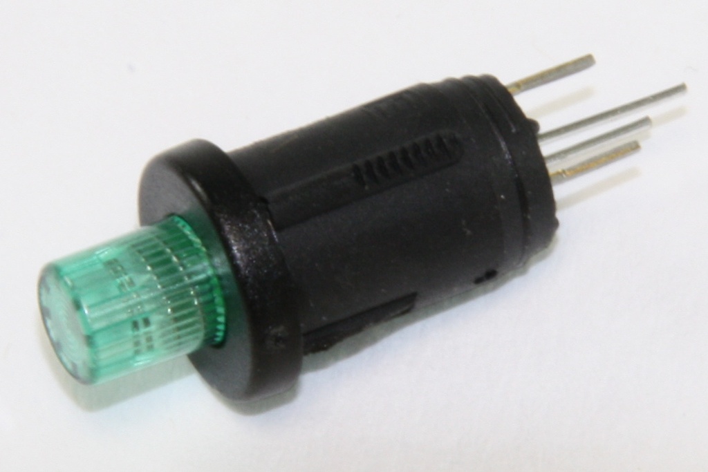Tryktast 1-pol OFF/(ON) LED Green