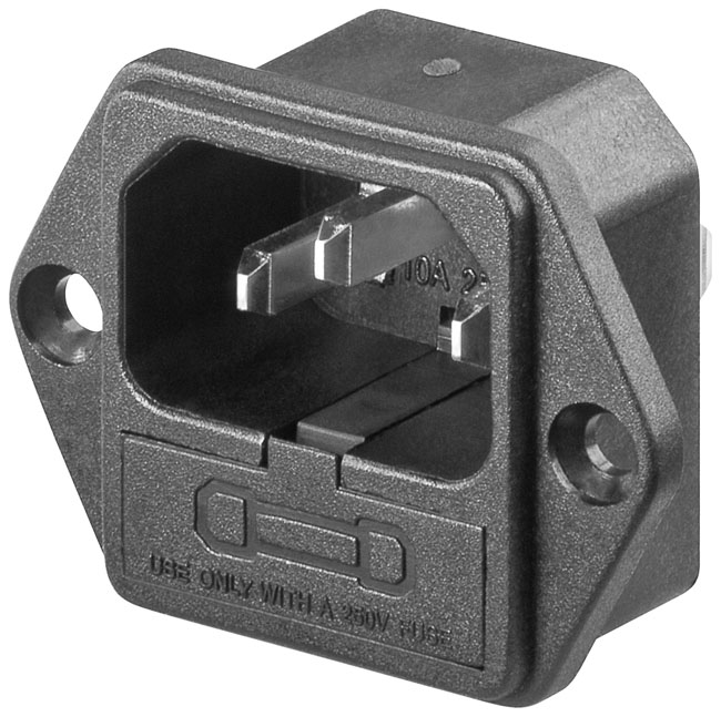 IEC C14 Power Connector Fuseh. Sp=36mm 4,8mm
