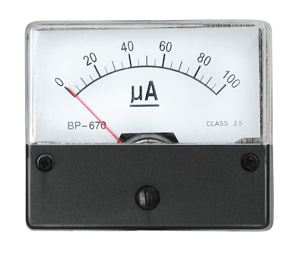 Indbygningsinstrument 0-100uA DC