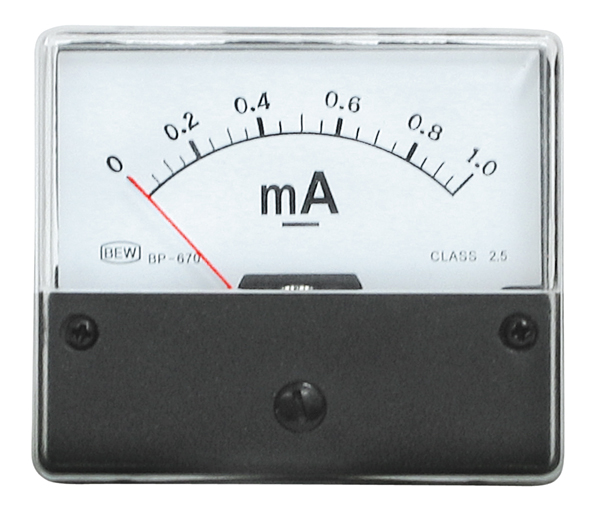 Indbygningsinstrument 0-1mA DC