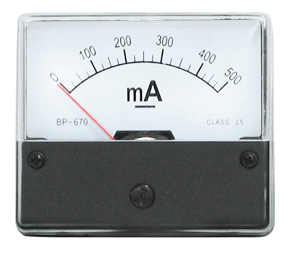 Indbygningsinstrument 0-500mA DC