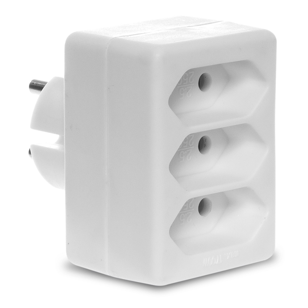 Euro-Adapter, 3 stikdåse, hvid