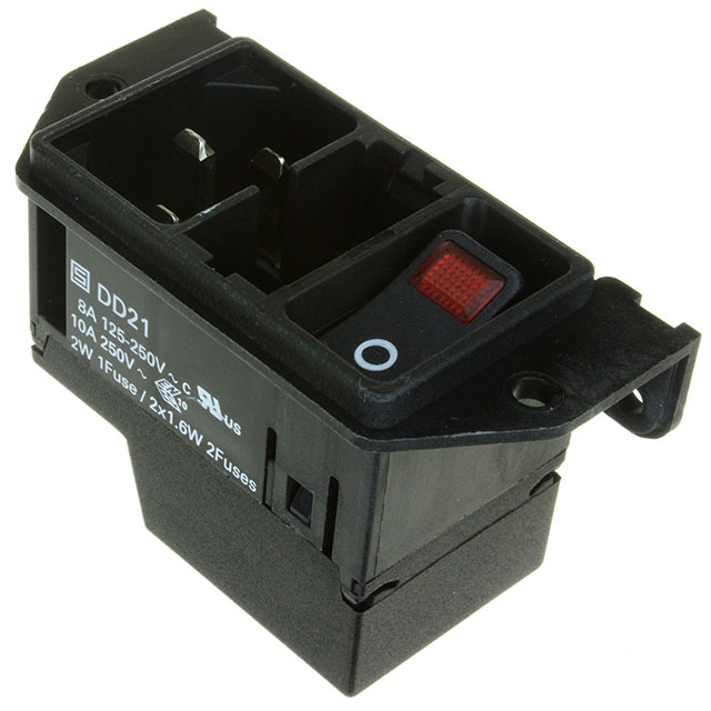 IEC C14 Plug Switch Fuse med RØD lys i switch