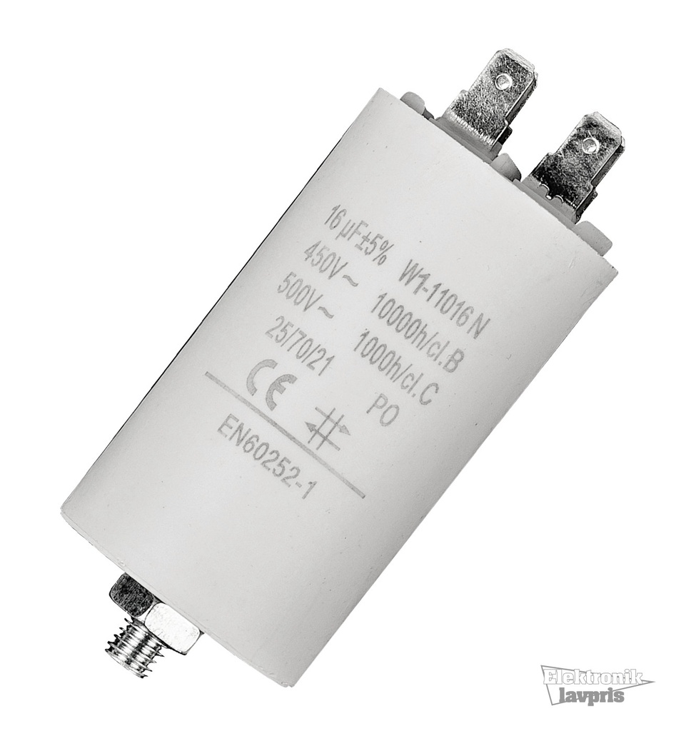 Motorstart kondensator 16uF, 450V Ø40x70mm
