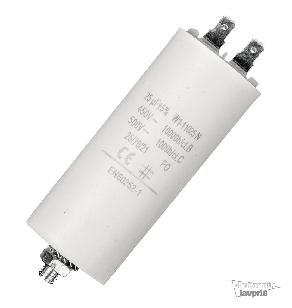Motorstart kondensator 25uF, 450V Ø40x92mm