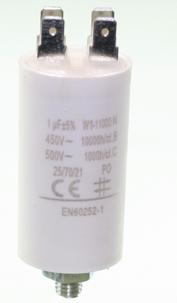 Motorstart kondensator 1uF, 450V Ø=30x57mm.