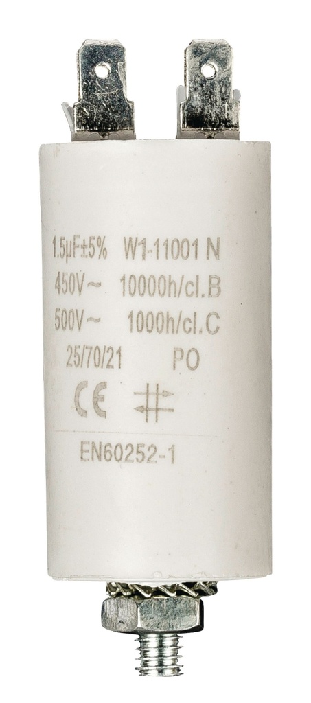 Motorstart kondensator 1,5uF, 450V Ø30x57mm.