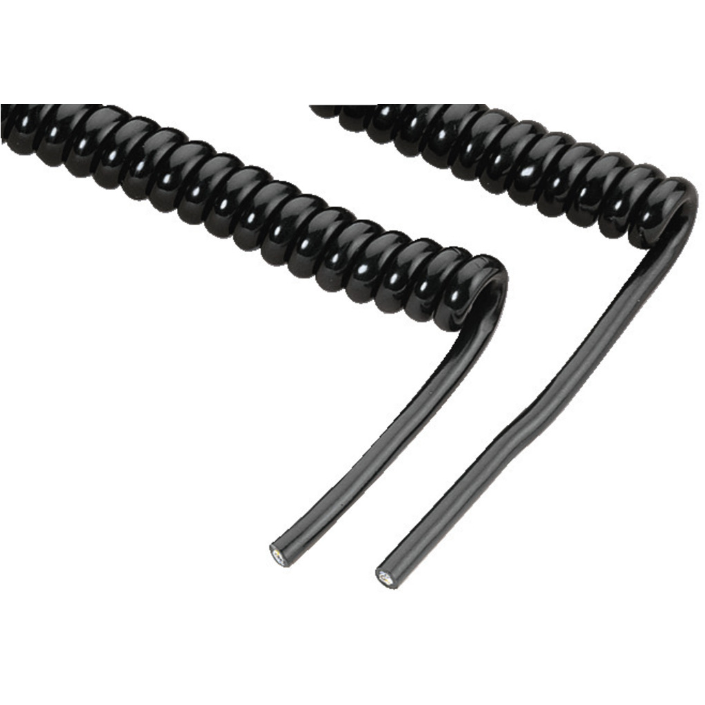 Mikrofonkabel, Spiral, 5-leder, 90/600cm