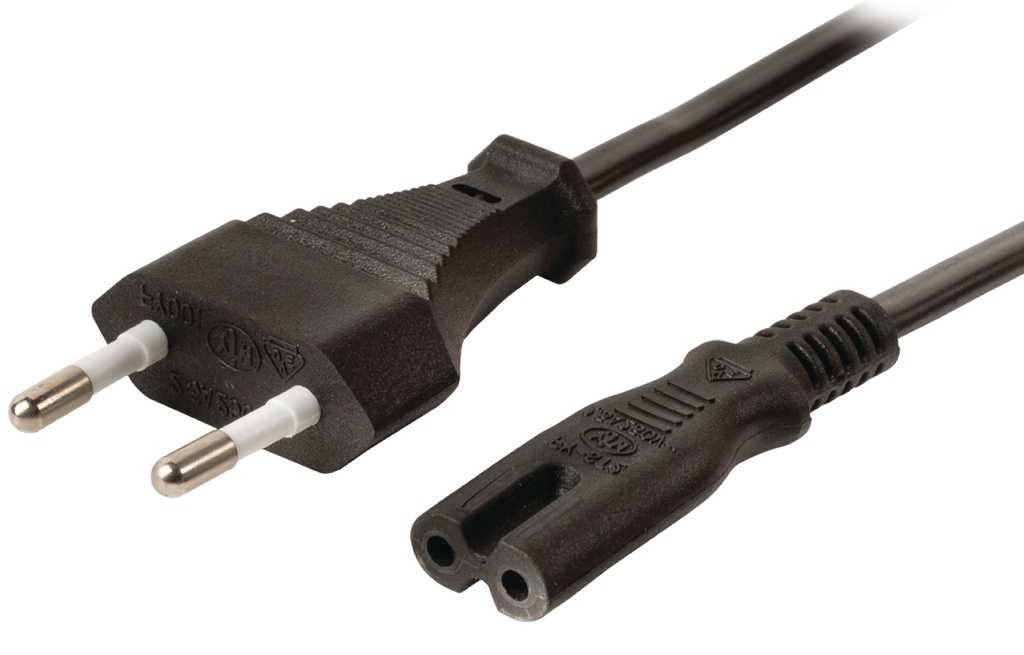 Euro Strømkabel, 1,5m. 8-tal stik, sort