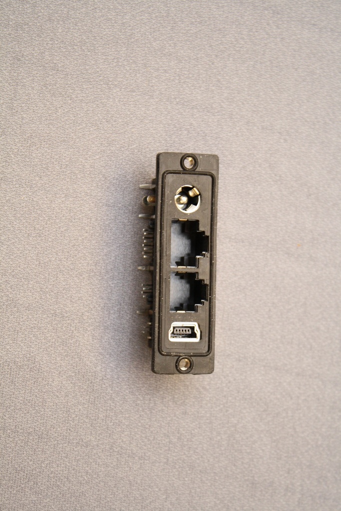 Printbøsning: RJ45-RJ11-DC-MiniUSB Print 90° skærmet