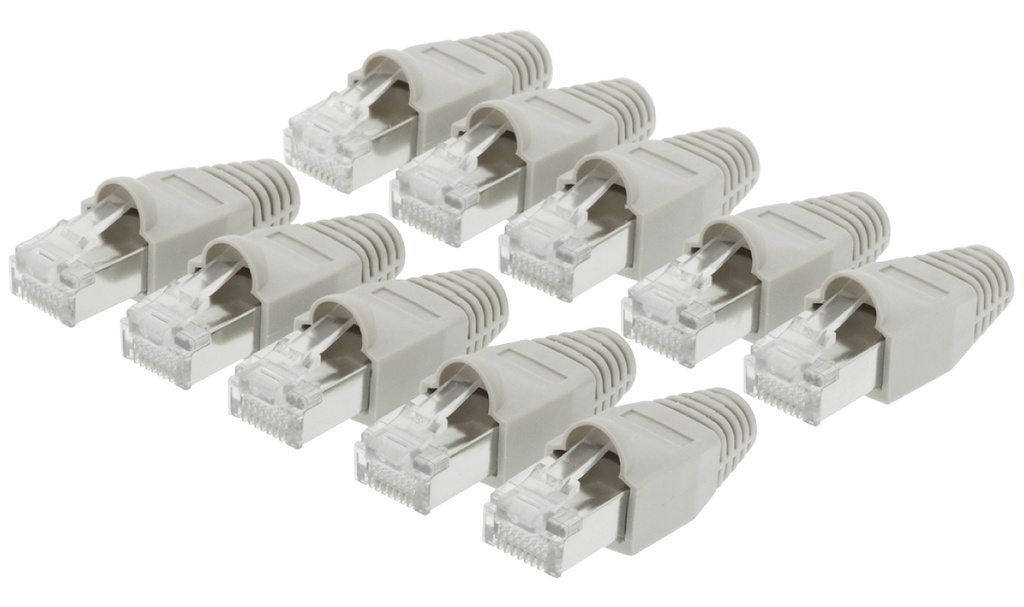 Cat.6/solid/utp 8P8C RJ45 for RUND kabel/ m. kappe, 10 stk.