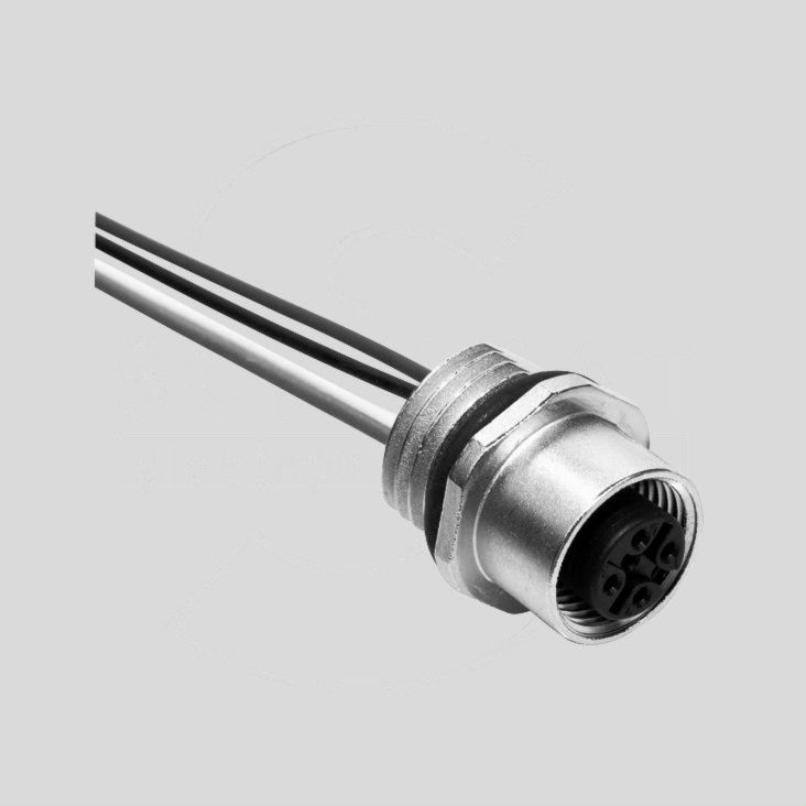 M12 Female Socket with Wires 4-Pole