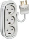 3-Stikdåse, Med jord, Grå, 1,5 m. kabel
