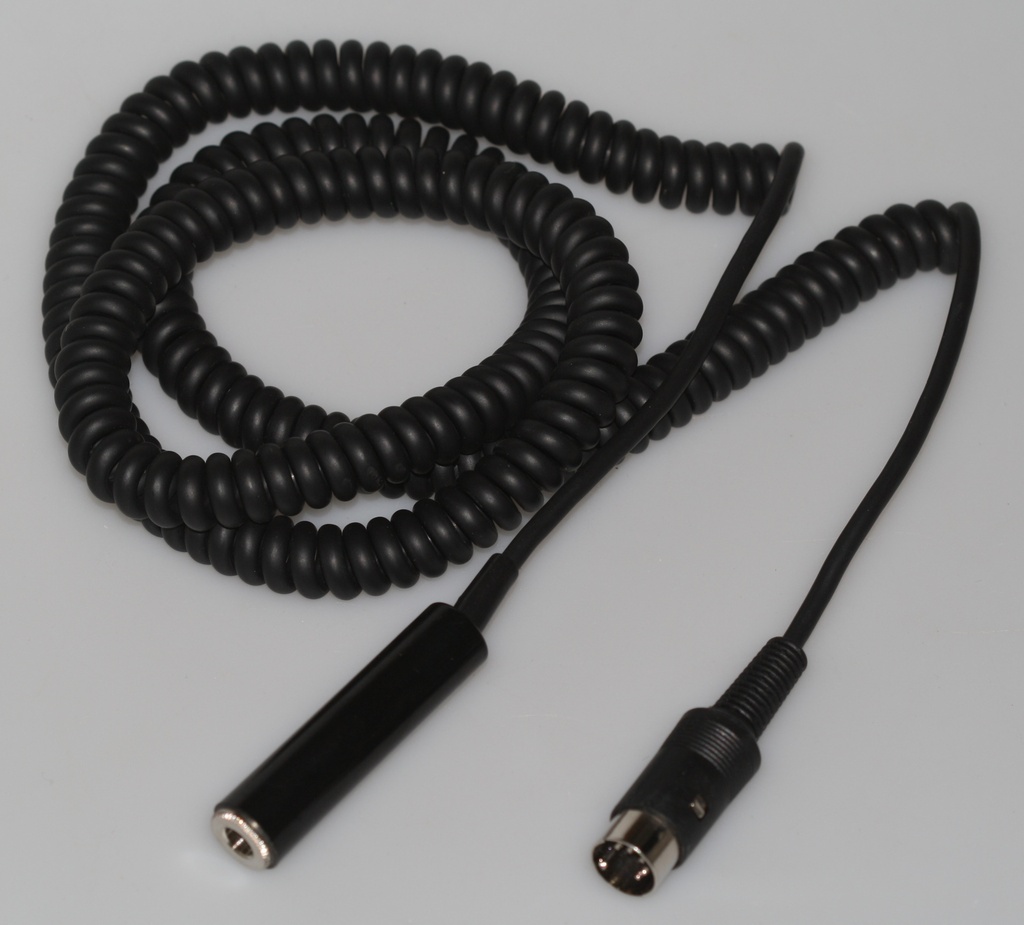 DIN til 6,35mm stereo jack med spiralledning 1/3m