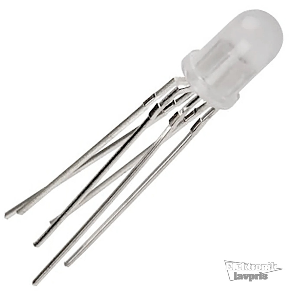 Lysdiode 5 mm, 3-farvet (6 ben) rød/grøn/blå, RGB + MULTICOLOR CC