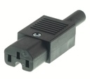 C15 Hun Lige Kabelmontering IEC-konnektor, 10A, 250V