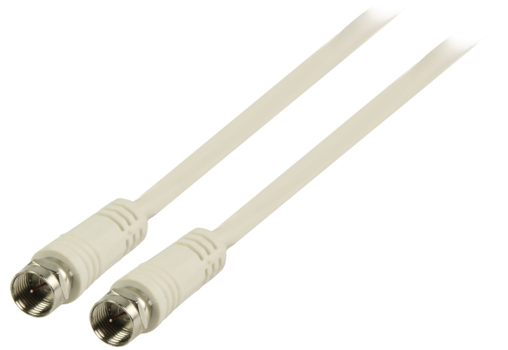 F-kabel, Hvid, han/han, 5m